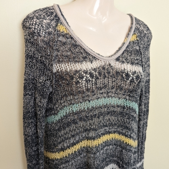 Free PEOPLE striped loose knit crochet pullover sweater life's a beach xs - Picture 4 of 11